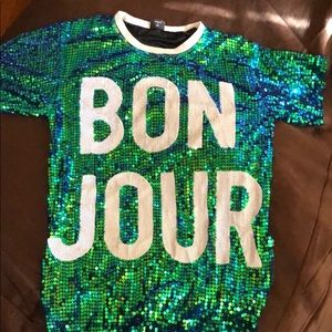 Sequin Oversized shirt dress